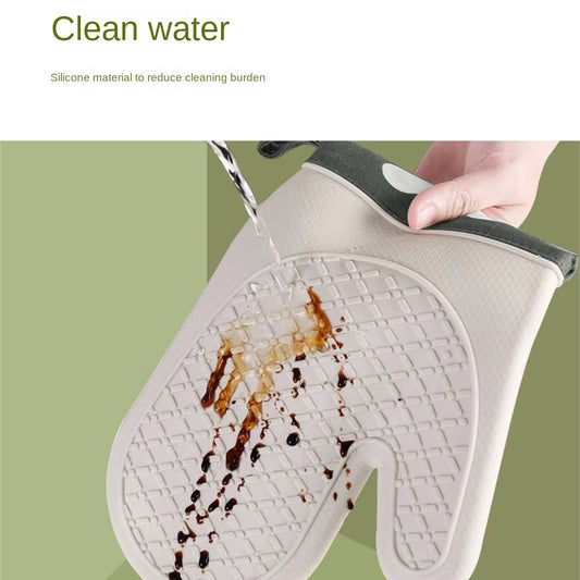 New Silicone And Cotton Gloves Twill Double-layer Microwave, Oven & Stove Gloves Kitchen Baking Heat Insulation Gloves Oven Mitts