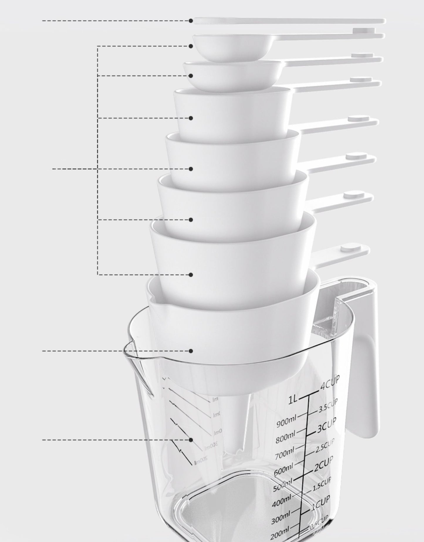 9-piece kitchen set of measuring cups